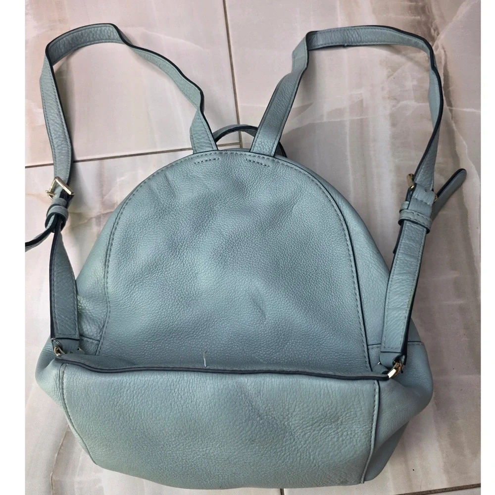 Kate‎ Spade New York Pebbled Leather Backpack Light Blue Gold Tone Hardware P4